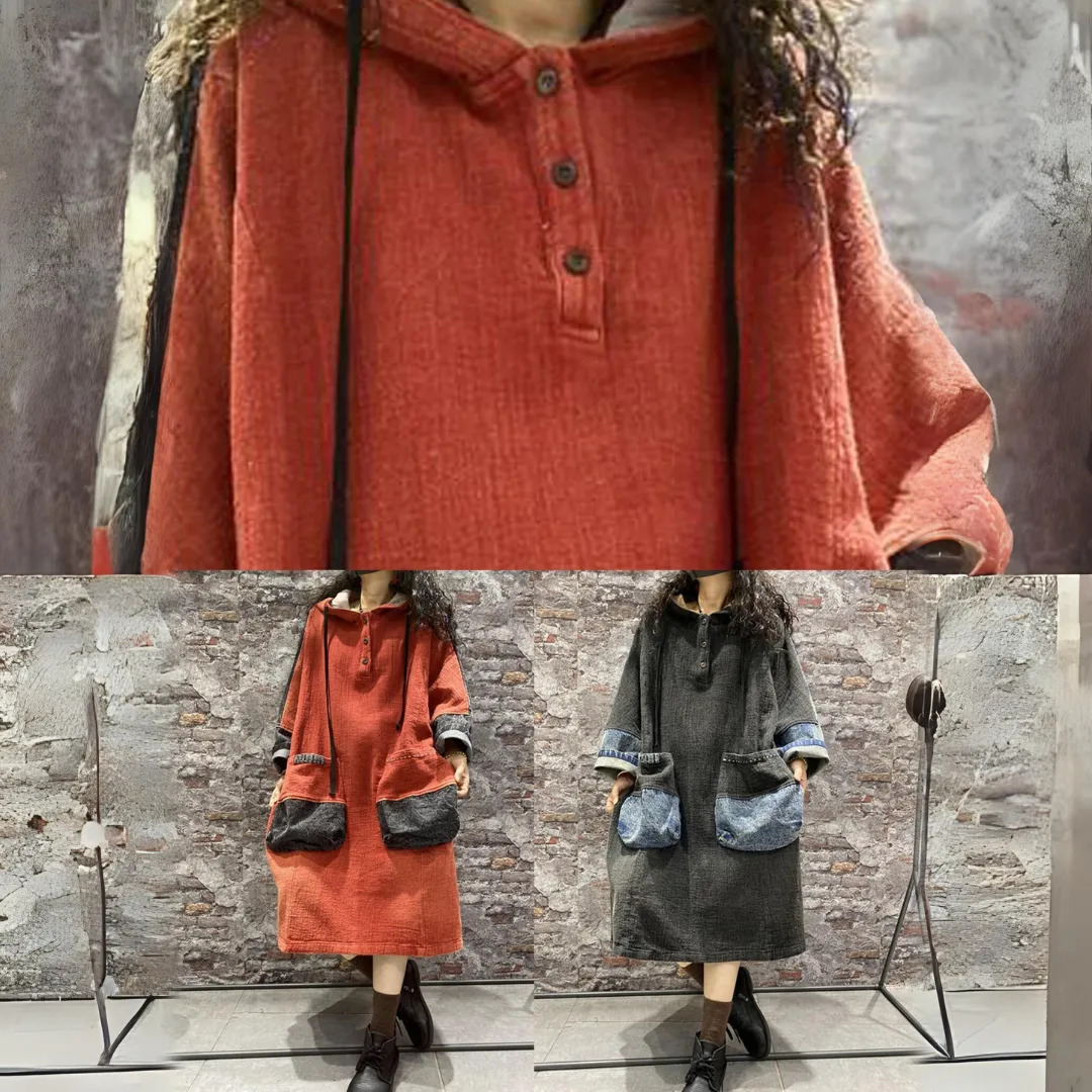 Jeanskleid mit Patchwork, Spitze und langen Ärmeln