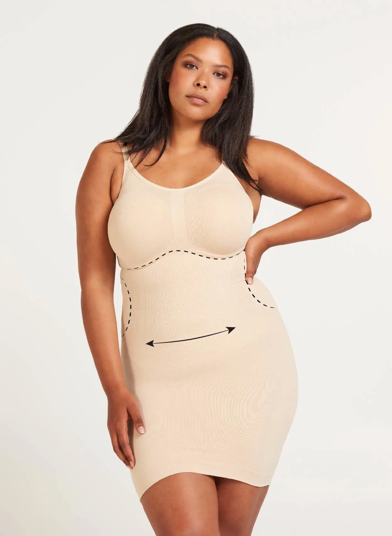 Shapewear Kleid mit breiten Trägern.